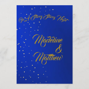 Astral Gold Stars Blue Starry Evening Wedding Kaart