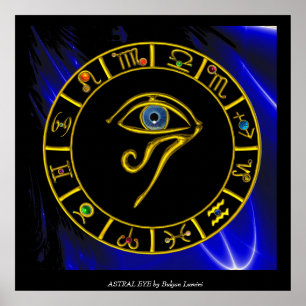 ASTRAL HORUS EYE ,BLUE TALISMAN Astrology Chart Poster
