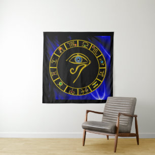 ASTRAL HORUS OYE, BLUE TALISMAN GOLD ZODIAC CHART WANDKLEED
