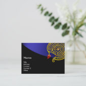 ASTRAL LABYRINTH, ASTROLOGY ZODIAC CHART Black Blu Visitekaartje (Staand voorkant)