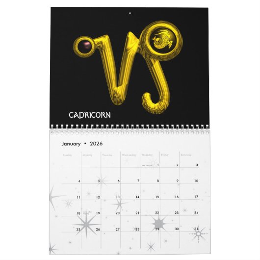 ASTRAL LABYRINTH GOLD ZODIAC CHART Astrologie Kalender (Jan 2026)