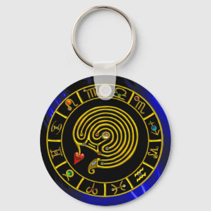 ASTRAL LABYRINTH GOLD ZODIAC CHART Astrologie Sleutelhanger