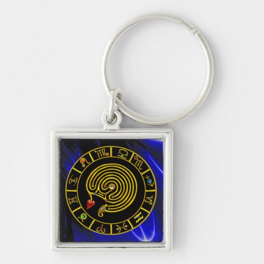 ASTRAL LABYRINTH GOLD ZODIAC CHART Astrologie Sleutelhanger (Voorkant)