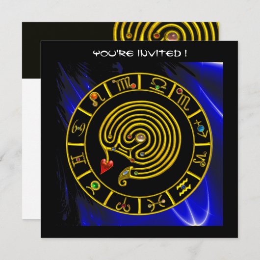 ASTRAL LABYRINTH, zwart-wit, blauw Kaart (Voorkant / Achterkant)