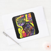 Astrale Kat- Vierkante Sticker (Envelop)