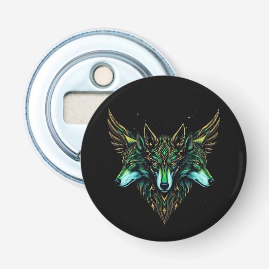 astrale wolven button flesopener (Voorkant)