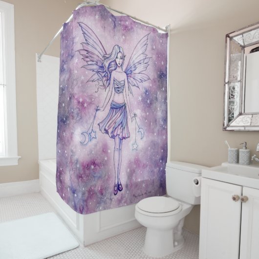 Astralina Paarse fee in het sterrendouchegordijn Douchegordijn (In situ)