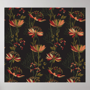 Astrantiabloemen: bloemenweefsel. poster