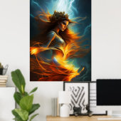 Astrape AI Fantasy Digitale Kunst Print Griekse Go (Thuiskantoor)