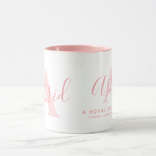 Astrid-naam betekent zachte roze monogram mok (Midden)