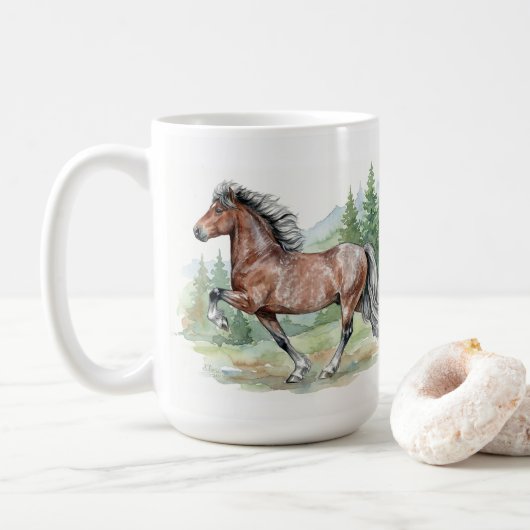 Astrid Watercolor IJslands Paard Koffiemok (Met donut)