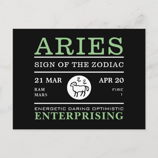 Astrieschema van de dierentuin, astrologisch briefkaart (Voorkant)