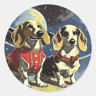 Astro Dachshund-Stickers Ronde Sticker