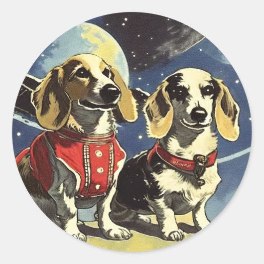 Astro Dachshund-Stickers Ronde Sticker (Voorkant)