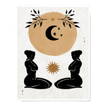 Astro Hemel Vrouwelijke Zon Maan Boho Kunst