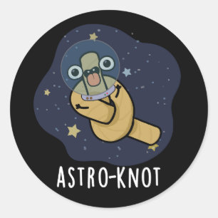 Astro-knoop Grappige Astronaut Woordspeling Donker Ronde Sticker