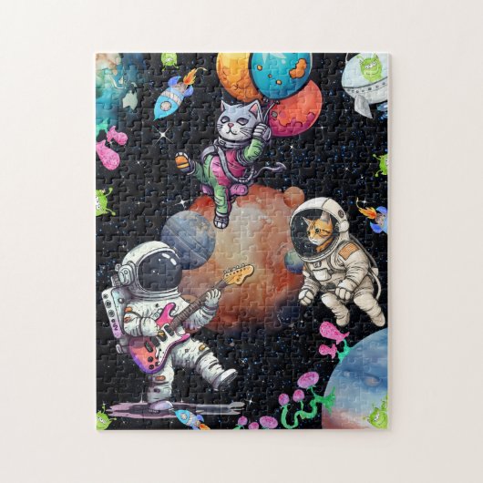 Astro-meow chantant dans l'univers Puzzle (Vertical)