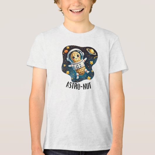 Astro-Nut Peanut, Astronaut Pun |  Tri-Blend Shirt (Voorkant)