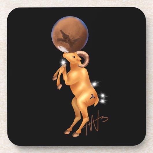 Astro Ram Mars Zodiac Bier Onderzetter (Voorkant)