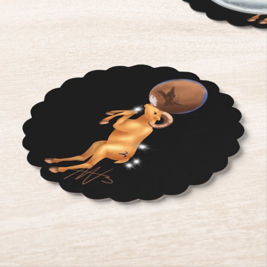 Astro Ram Mars Zodiac Kartonnen Onderzetters (Gekanteld)