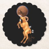 Astro Ram Mars Zodiac Kartonnen Onderzetters (Voorkant)