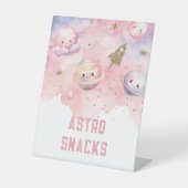 Astro Snacks Outer Space planeten verjaardagsfeest Reclamebord Met Voetstuk (Voorkant)