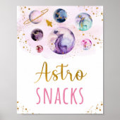 Astro Snacks roze Gold Space Birthday Poster (Voorkant)