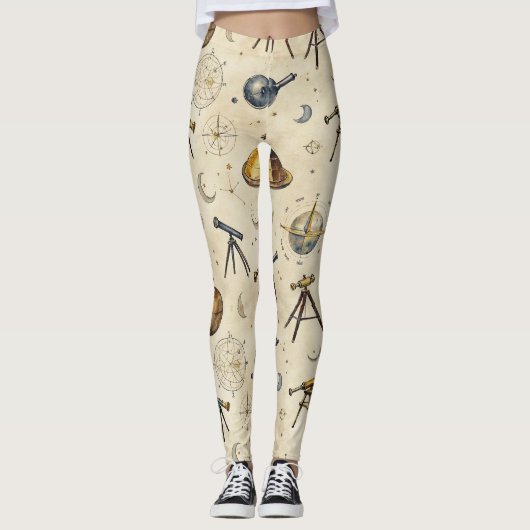 Astrolabia Galaxy Pattern Telescopes Leggings (Voorkant)