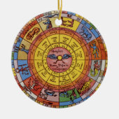 Astrologie, Antiek hemelse Zodiac Wheel Keramisch Ornament (Voorkant)