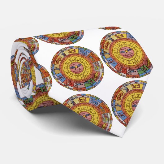 Astrologie, Antiek hemelse Zodiac Wheel Stropdas (Opgerold)