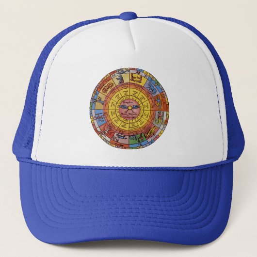  Astrologie, Antiek hemelse Zodiac Wheel Trucker Pet (Voorkant)