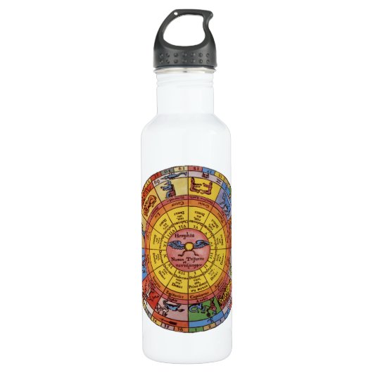 Astrologie, Antiek hemelse Zodiac Wheel Waterfles (Voorkant)