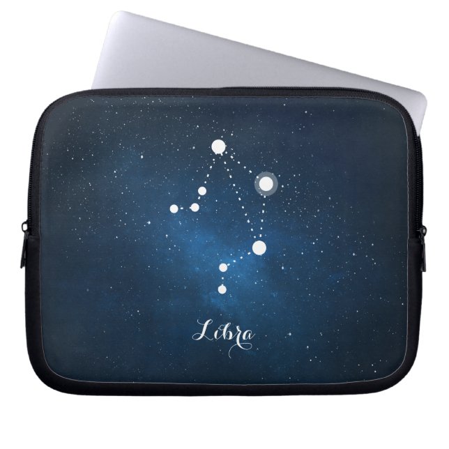 Astrologie Blue Nebula Libra Zodiab Sign Laptop Sleeve (Voorkant)
