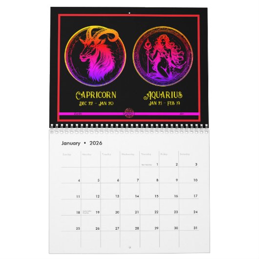 Astrologie Calendrier zodiaque (Jan 2026)