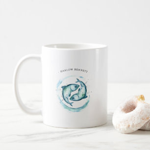 Astrologie dierentuin waterverf Pisces   Monogram Koffiemok