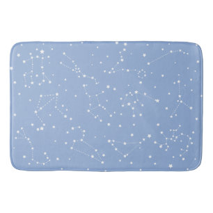 Astrologie Pastelblauw Witte Sterren Sterrenbeeld Badmat