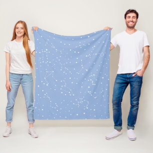 Astrologie Pastelblauw Witte Sterren Sterrenbeeld Fleece Deken