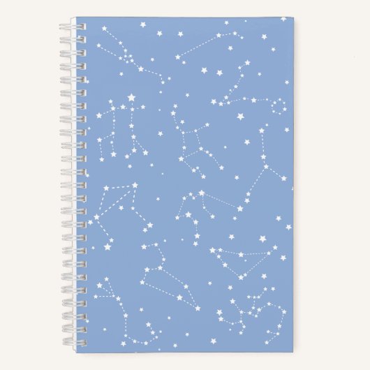 Astrologie Pastelblauw Witte Sterren Sterrenbeeld Notitieboek (Voorkant)