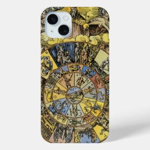 astrologie, renaissance Zodiac Wheel, 1555 iPhone 15 Mini Hoesje