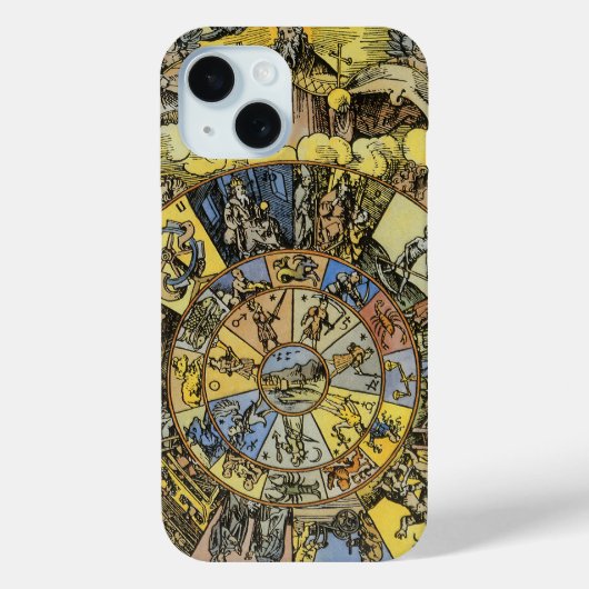 astrologie, renaissance Zodiac Wheel, 1555 Case-Mate iPhone Case (Achterkant)