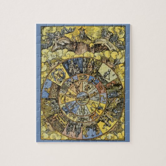 astrologie, renaissance Zodiac Wheel, 1555 Legpuzzel (Verticaal)