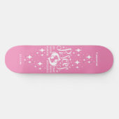 Astrologie Roze Skateboard met Vissen Symbool (Horizontaal)