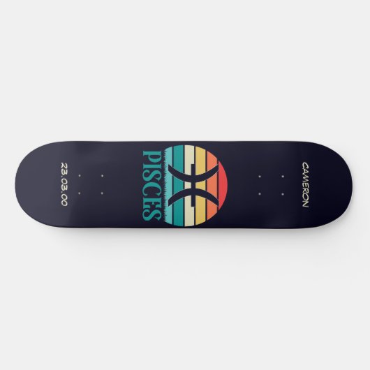 Astrologie Skateboard met Vissen Symbool (Horizontaal)