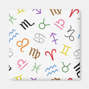 Astrologie Teken Symbolen LG Patroon Color+White Magneet