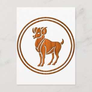 Astrologie Teken van hout Ram Astrology Zodiac Ram Briefkaart