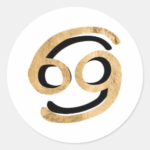 astrologie van de kankerkrab zodiumsymbool goudzwa ronde sticker