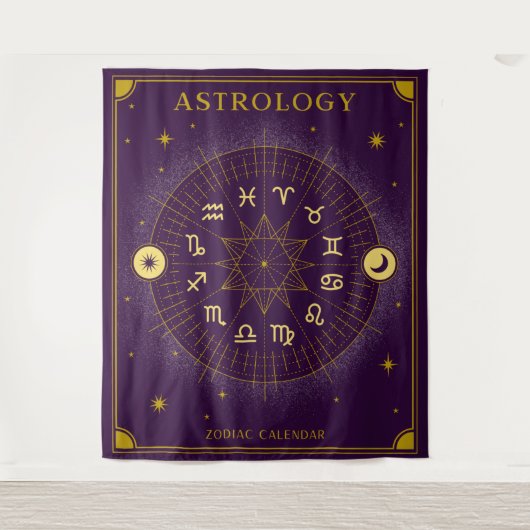 Astrologie Zodiac Calendar - Paars Wandkleed (Voorkant)