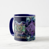 Astrologie Zodiac Sign Taurus the Bull Paars/Gold Mok (Voorkant links)
