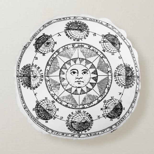  Astrologie Zodiawiel Rond Kussen (Voorkant)