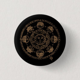  Astrologie Zodiawiel Ronde Button 3,2 Cm